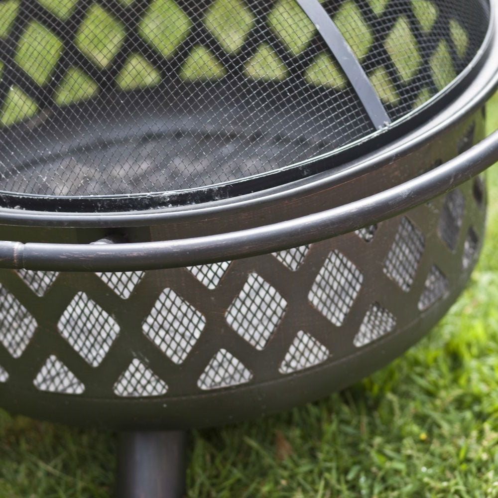 36-inch Bronze Fire Pit with Grill Grate Spark Screen Cover-4