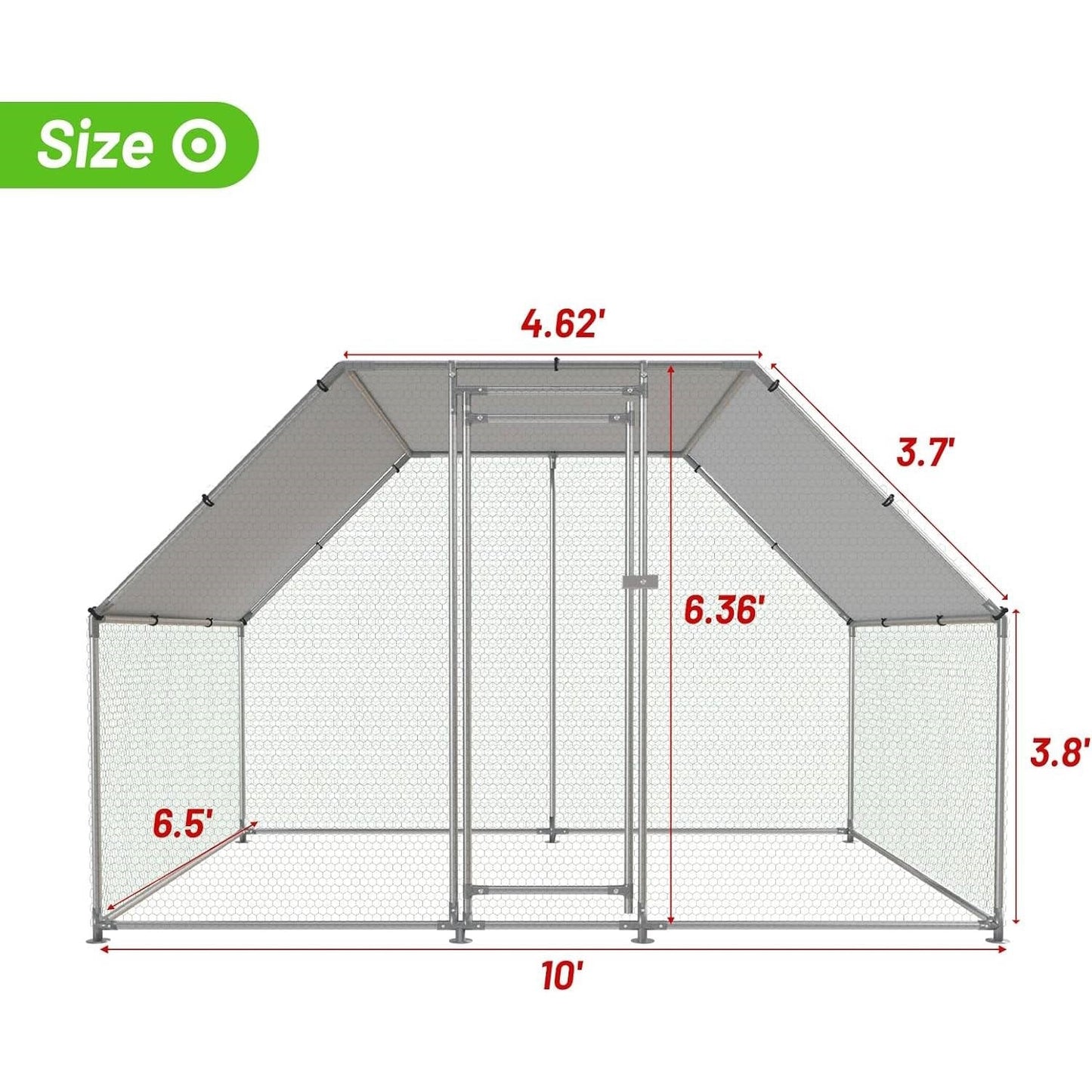 10-Ft x 6.5-Ft Outdoor Walk-in Metal Chicken Coop with Water-Resistant Cover-4