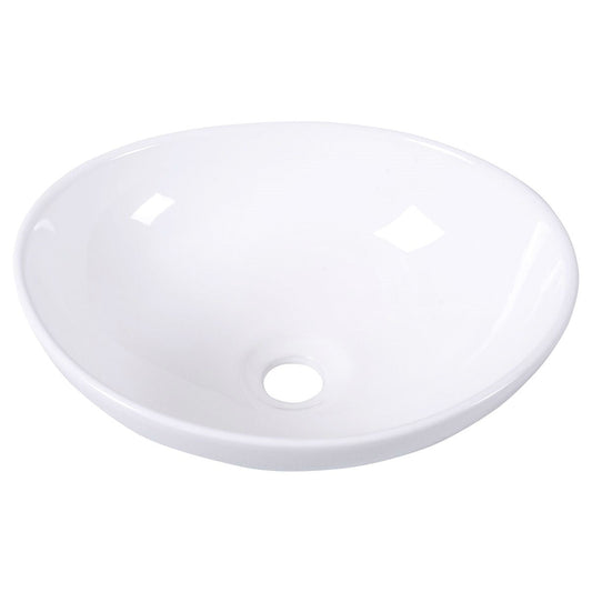 Contemporary Oval Basin Round Vessel Bathroom Sink in White-0