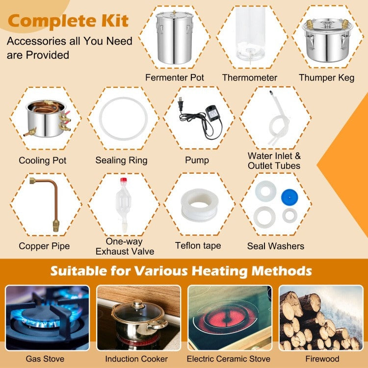 10 Gallon Stainless Steel Alcohol Still Fermenting / Distilling Kit-4