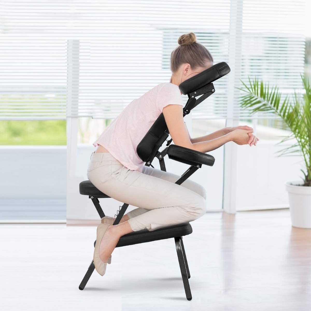 Black Portable Massage Tattoo Chair with Carrying Bag-4