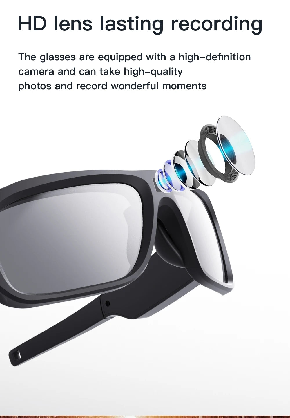 4K Camera Glasses, Video Glasses, Bike Surveillance Video Recorder Action Cam Sunglasses Outdoor Sports Camcorder Ultra-clear
