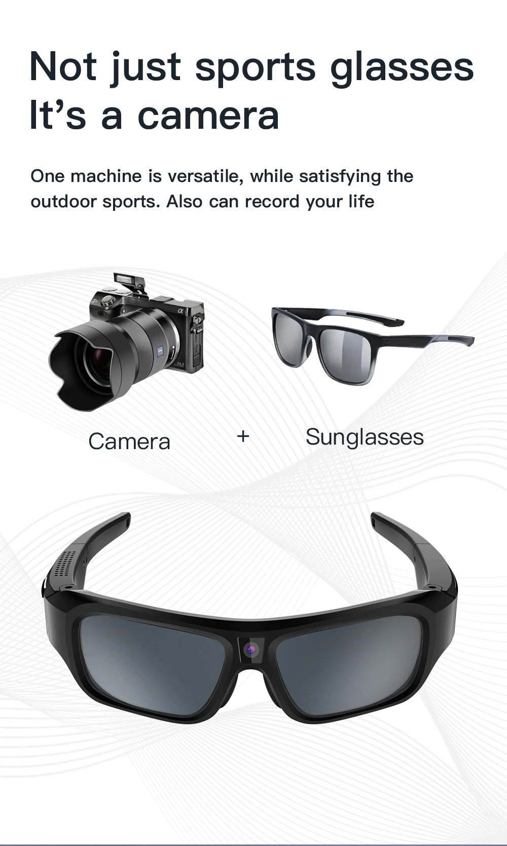 4K Camera Glasses, Video Glasses, Bike Surveillance Video Recorder Action Cam Sunglasses Outdoor Sports Camcorder Ultra-clear