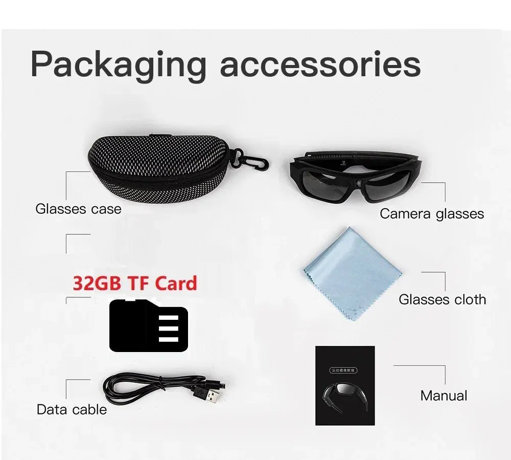 4K Camera Glasses, Video Glasses, Bike Surveillance Video Recorder Action Cam Sunglasses Outdoor Sports Camcorder Ultra-clear